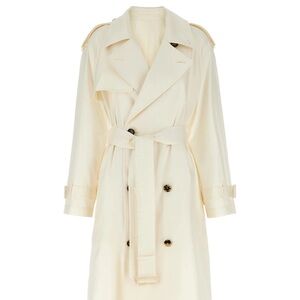 AUTHENTIC Burberry White trench coat with gold buttons